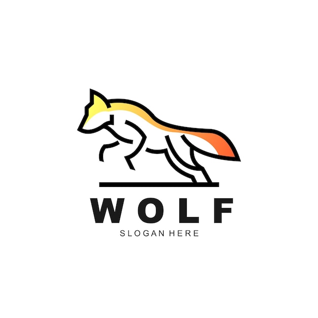 Free vector wolf logo template design minimalist colorful