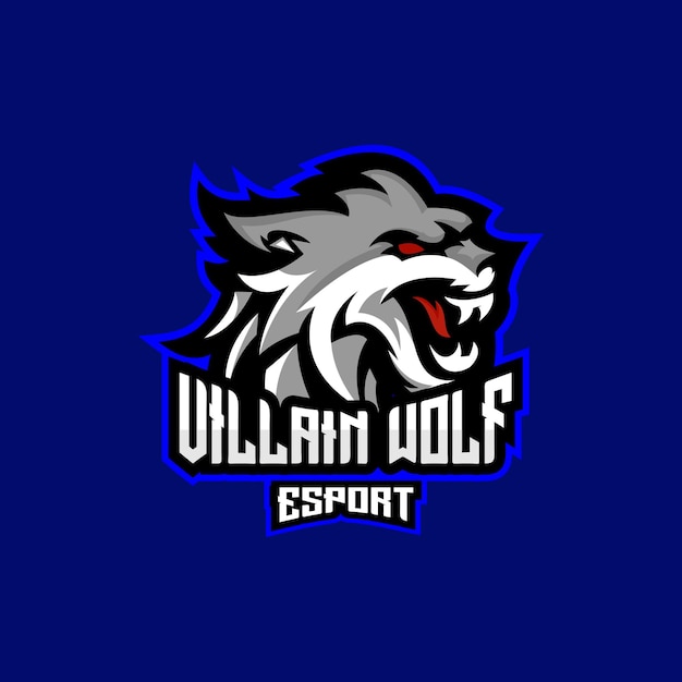 Free vector wolf roaring logo esport team design mascot