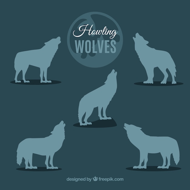 Free vector wolf silhouettes collection