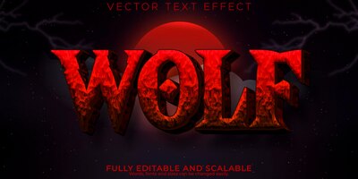 Free vector wolf text effect editable horror and blood text style