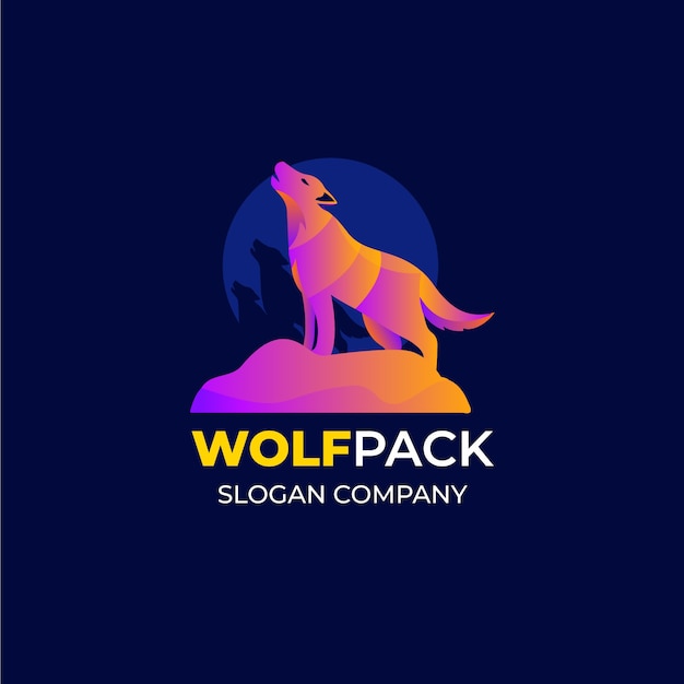 Vettore gratuito modello di logo del marchio wolfpack