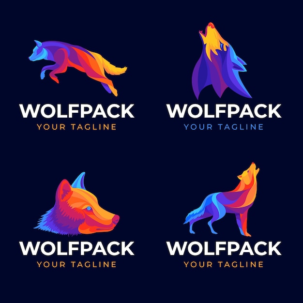 Modello di logo del marchio wolfpack