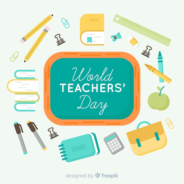 Free vector wolrd teacher's day composition with flat design