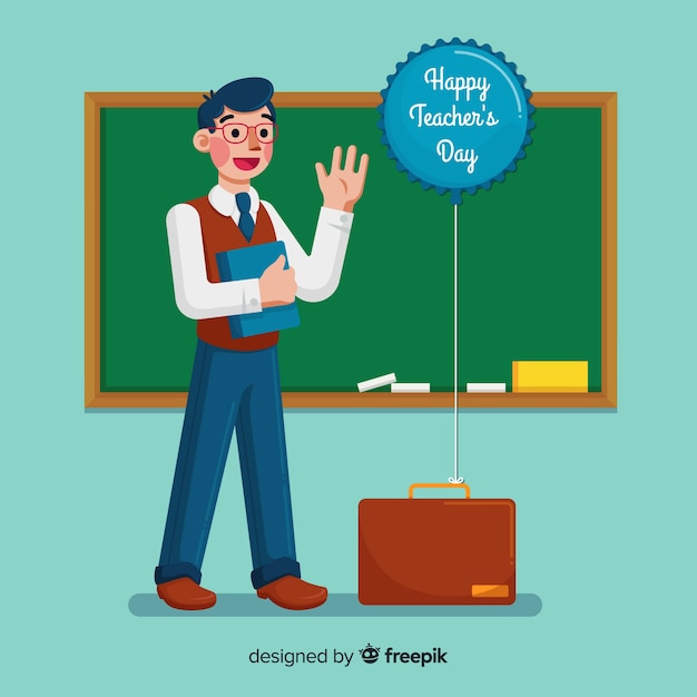 Free vector wolrd teacher's day composition with flat design