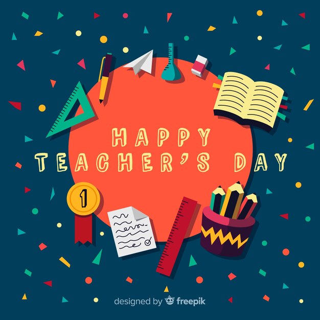 Wolrd teacher's day composition with flat design