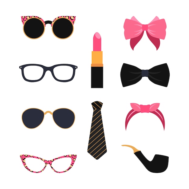 Free vector woman accessories photo booth props vector