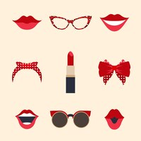 Free vector woman accessories photo booth props vector