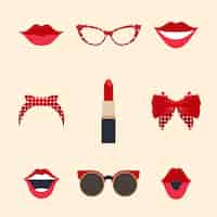 Free vector woman accessories photo booth props vector