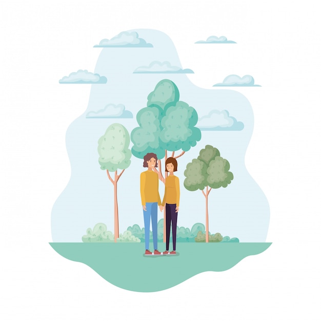 Бесплатное векторное изображение Женщина и мужчина в парке