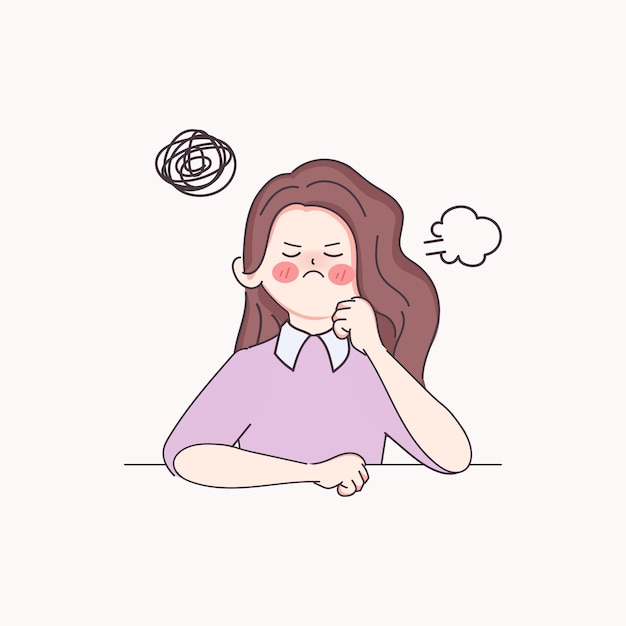 Woman angry emotional face character Business woman doodle cartoon character