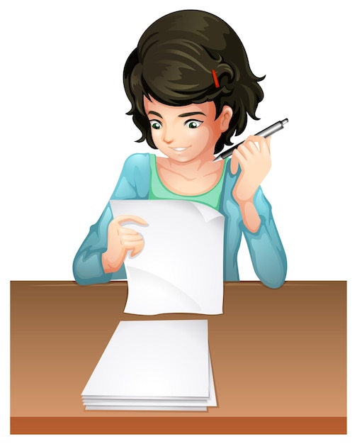 Free vector a woman answering the testpapers