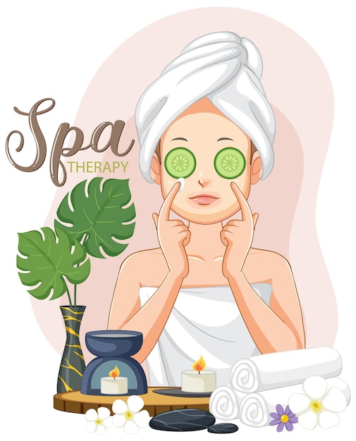 Free vector woman applying facial mask treatment