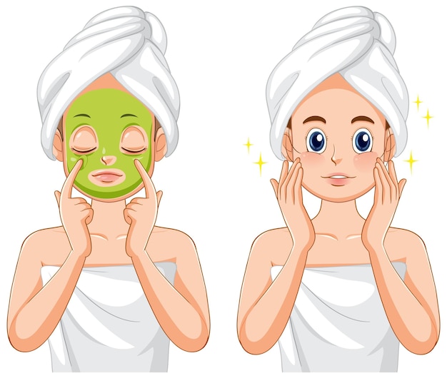 Free vector woman applying facial mask treatment