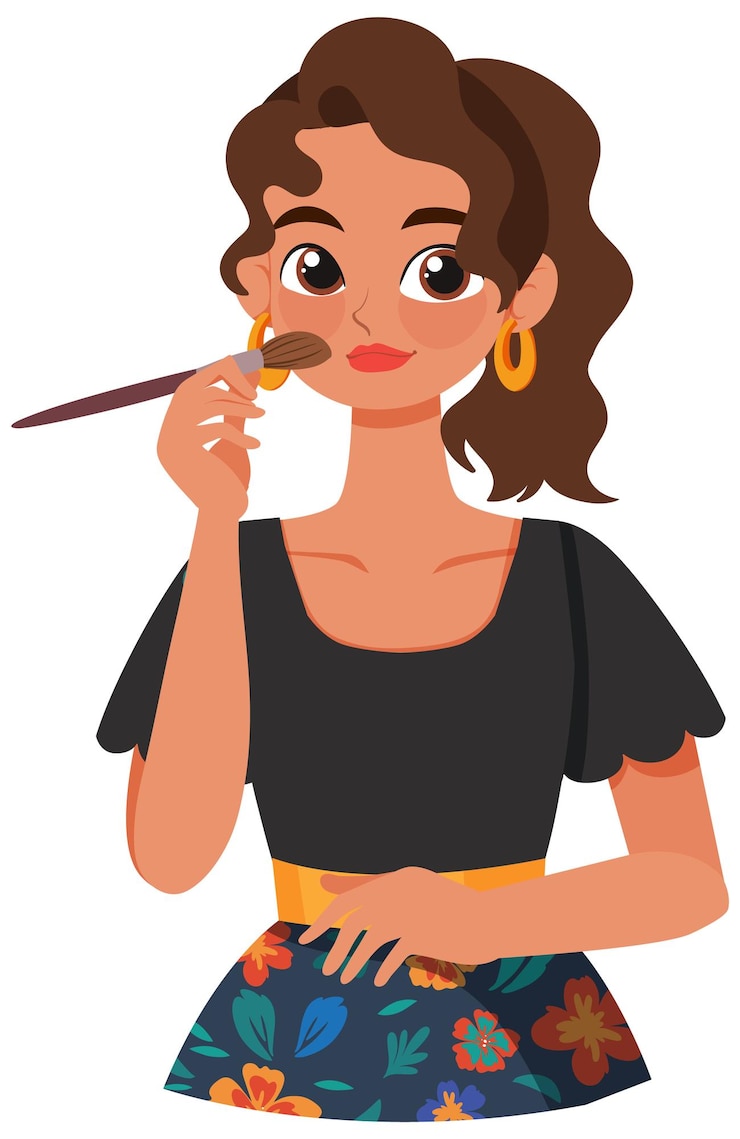 Free Vector woman applying makeup with brush