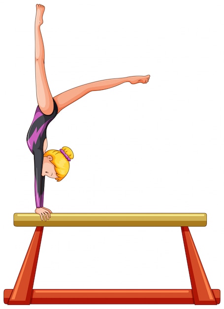 Woman athlete on balance bar
