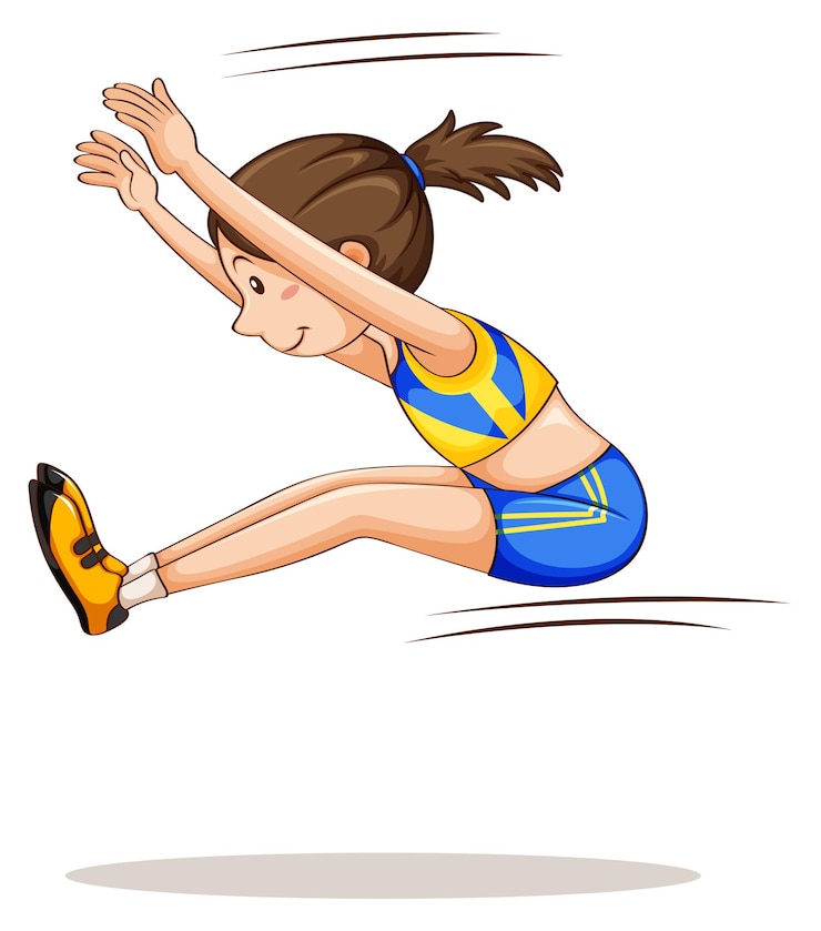 Free Vector woman athlete doing long jump