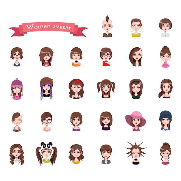 Free vector woman avatar collection
