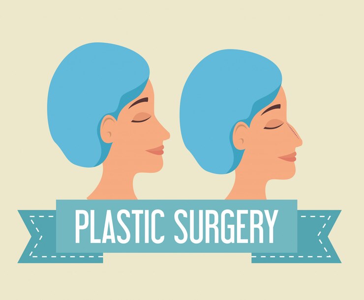 Free Vector woman before and after of plastic surgery process