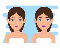 Free vector woman before and after skin treatment