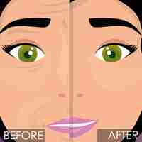 Free vector woman before and after skin treatment