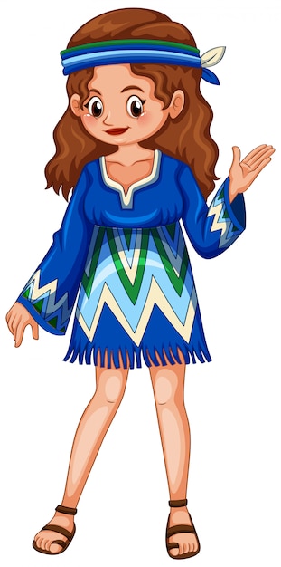 Free Vector | Woman in blue hippie dress