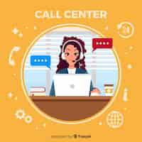 Vettore gratuito donna nel call center