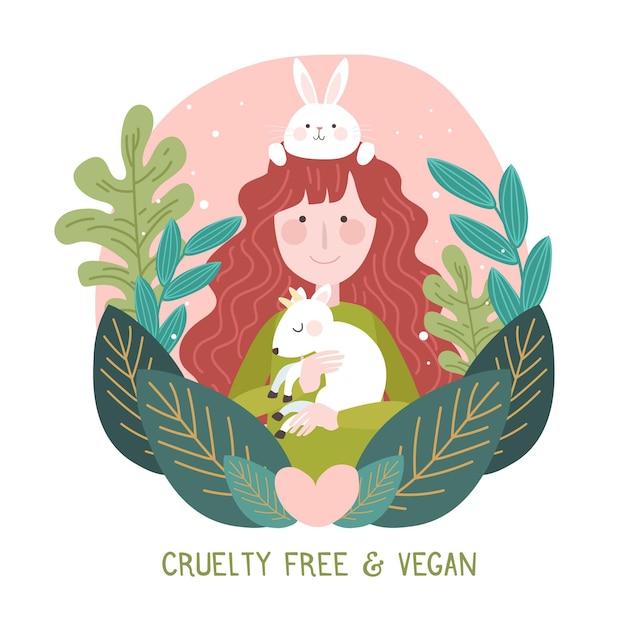 Free vector woman caring about animals
