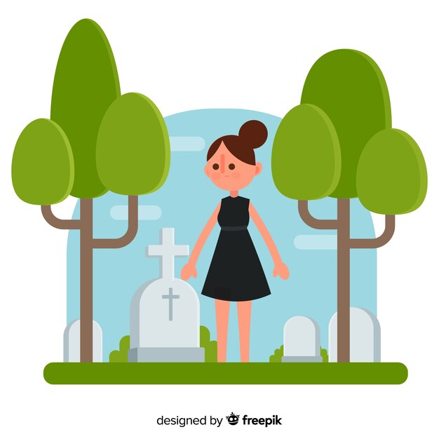 Woman in cemetery