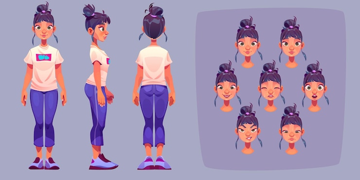 Free Vector woman character body cartoon design vector set