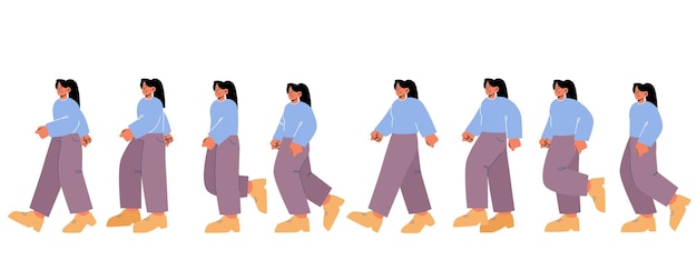 Woman character walk cycle sequence