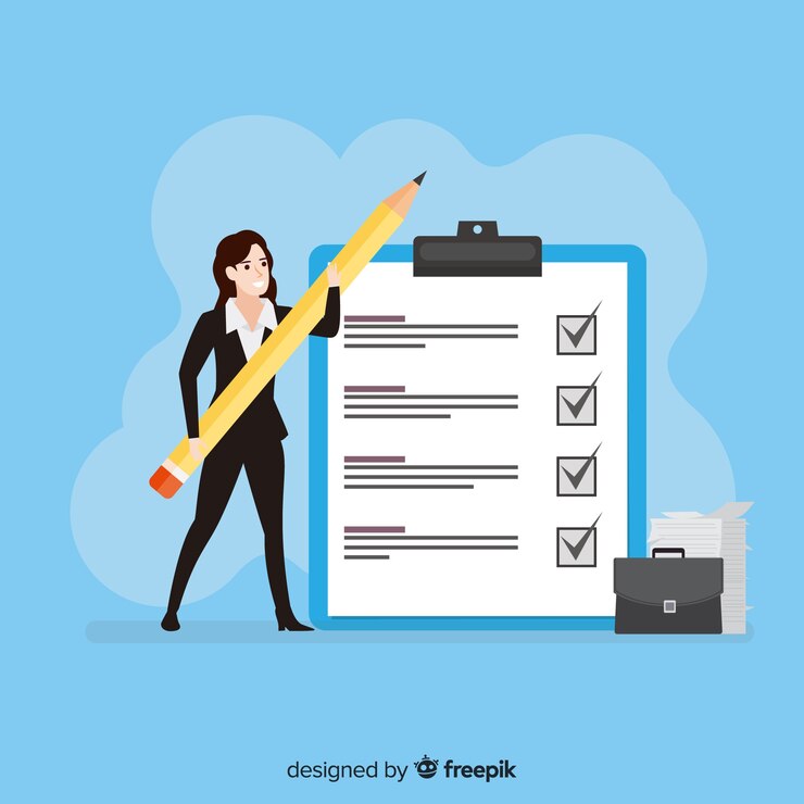 Free Vector woman checking giant check list background