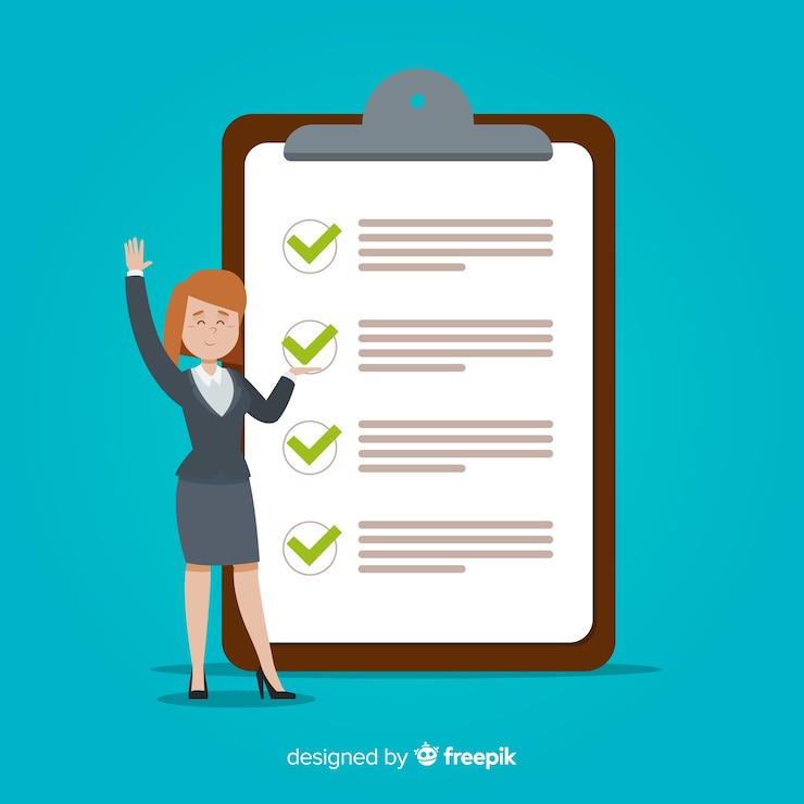 Free Vector woman checking giant check list background