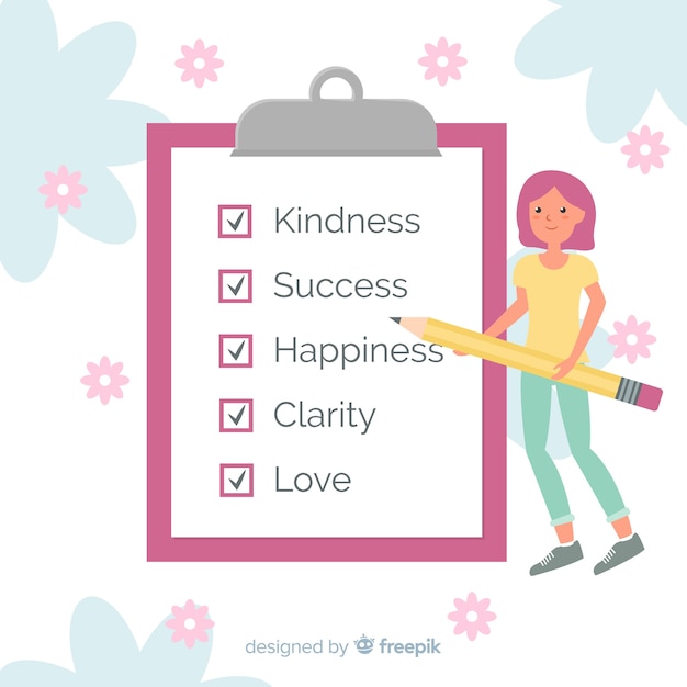 Free vector woman checking giant check list background