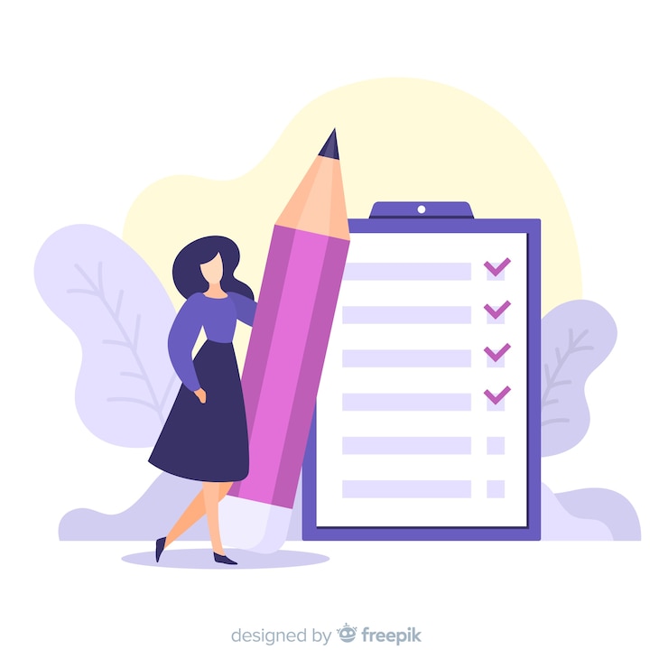 Free Vector woman checking giant check list background