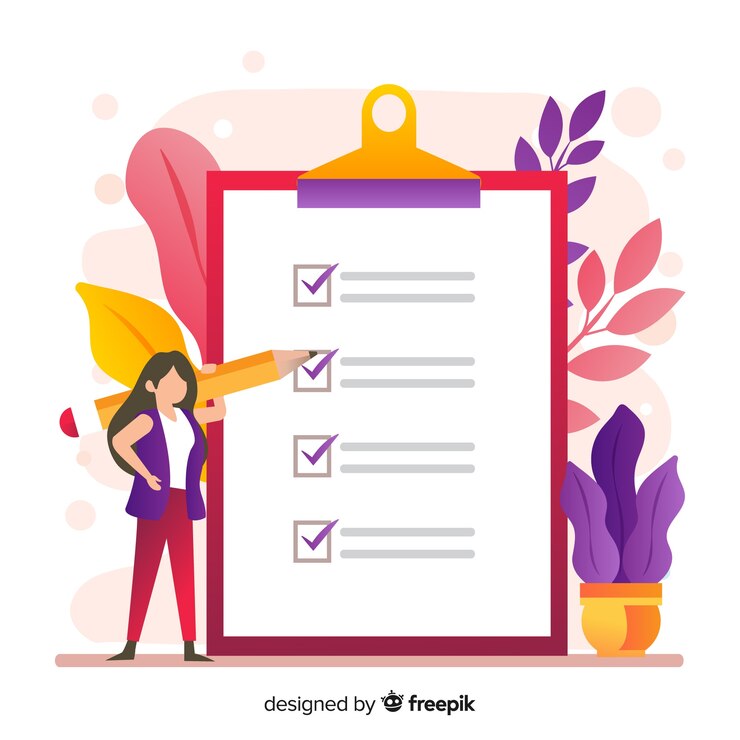 Free Vector woman checking giant check list background