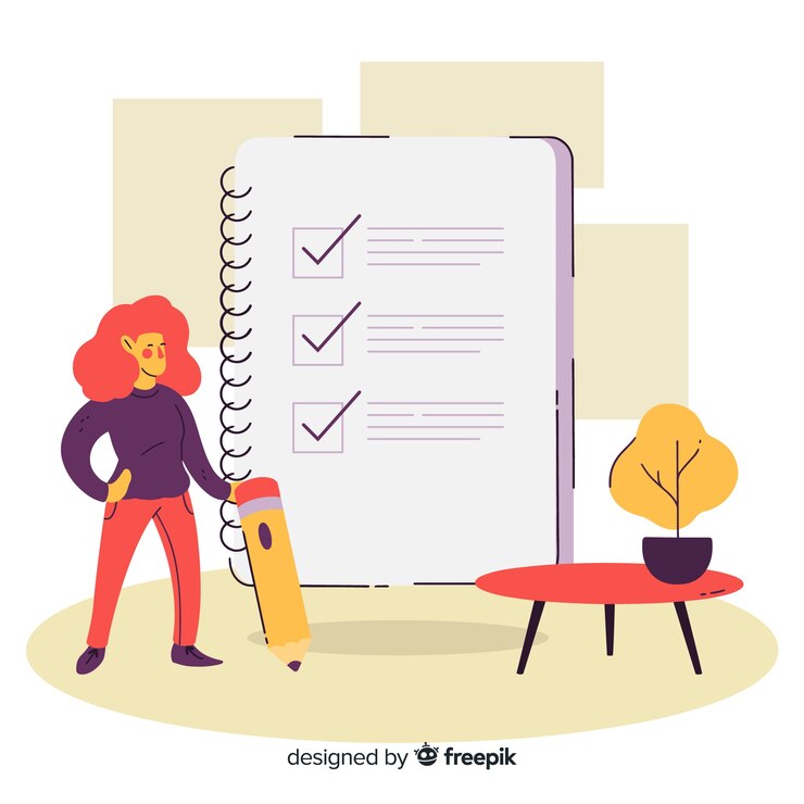 Free Vector woman checking giant check list background