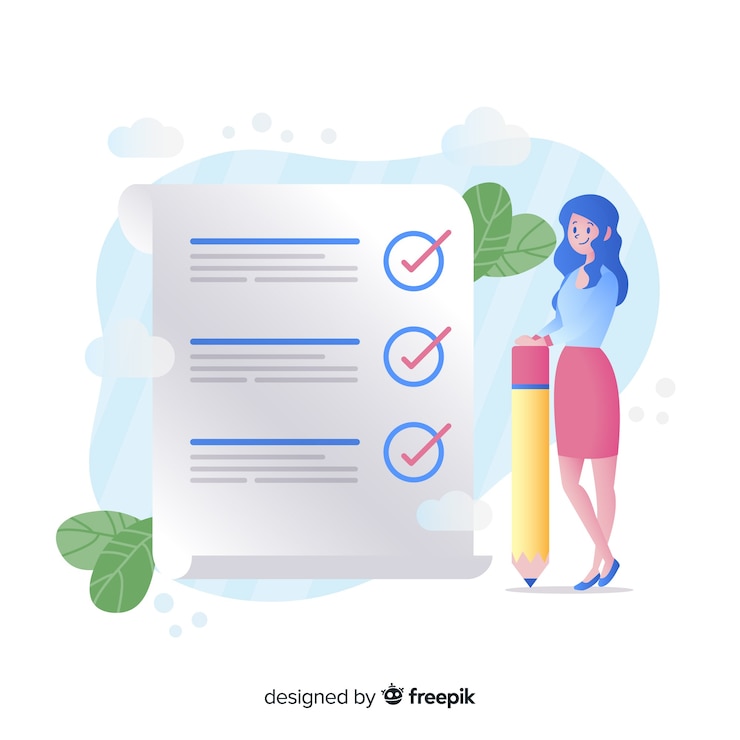 Free Vector woman checking giant check list