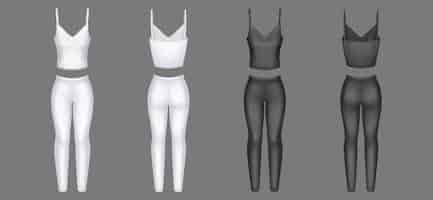 Free vector woman clothes 3d vector tight pants and tank top