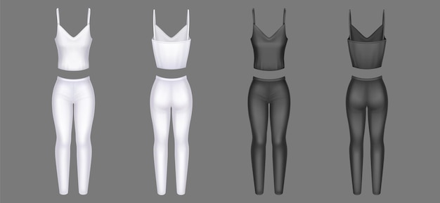 女性服3Dベクトルタイトパンツとタンクトップ