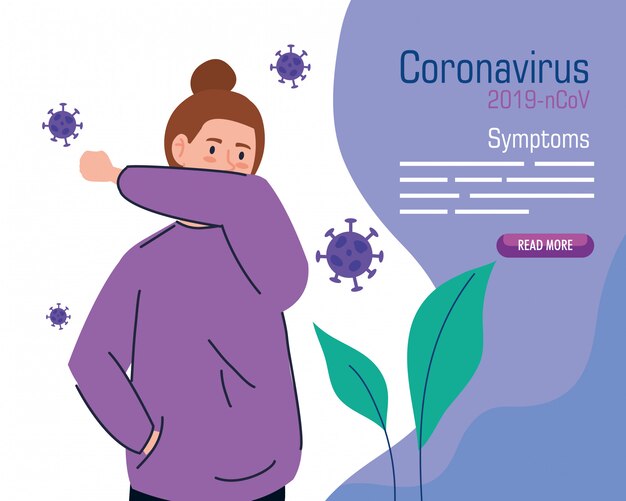 Woman coughing sick of coronavirus 2019 ncov