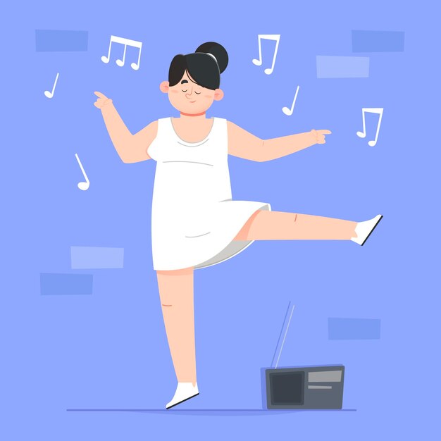 Free vector woman dancing in white dress