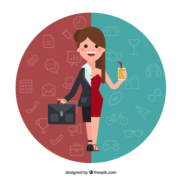 Free vector woman in different situations