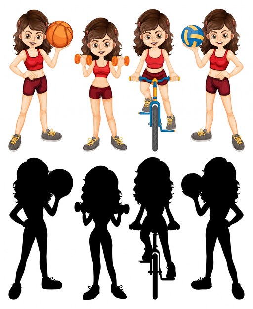 Woman doing different sports illustration
