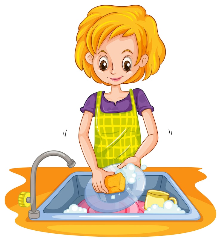 Free Vector woman doing the dish