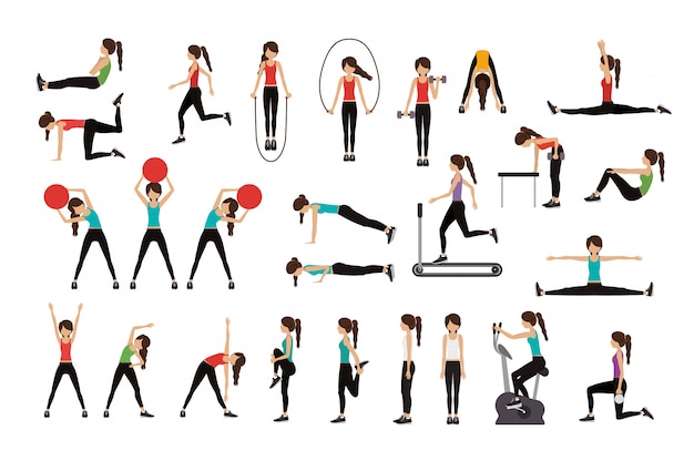 Woman doing excercise vector illustration