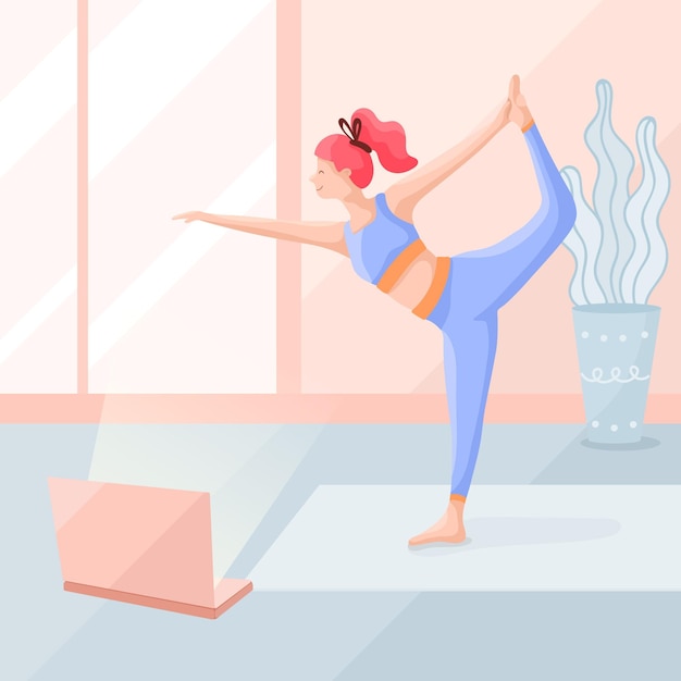 Woman doing yoga flat design