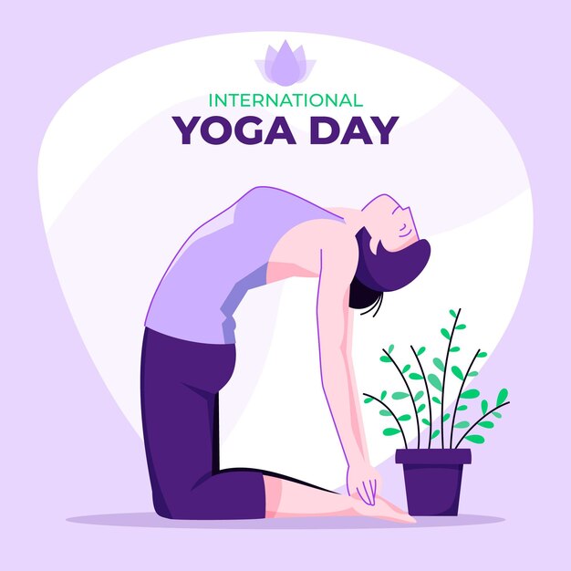 Woman doing yoga at home flat design