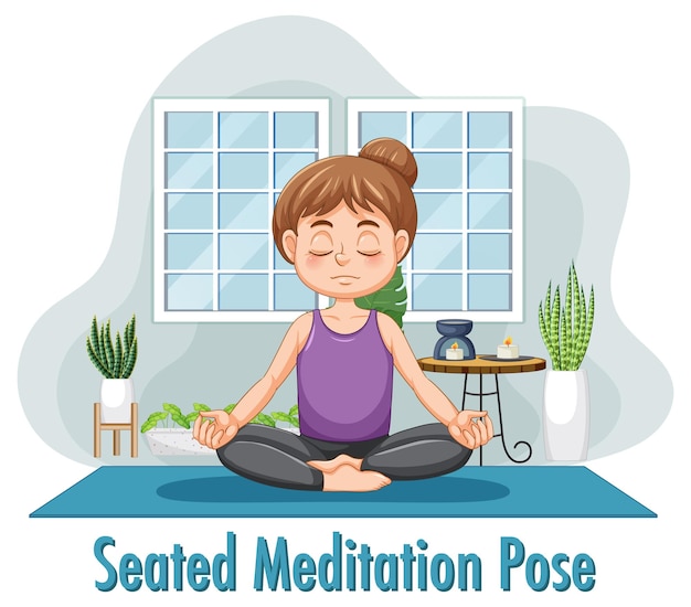 Free vector woman doing yoga at home