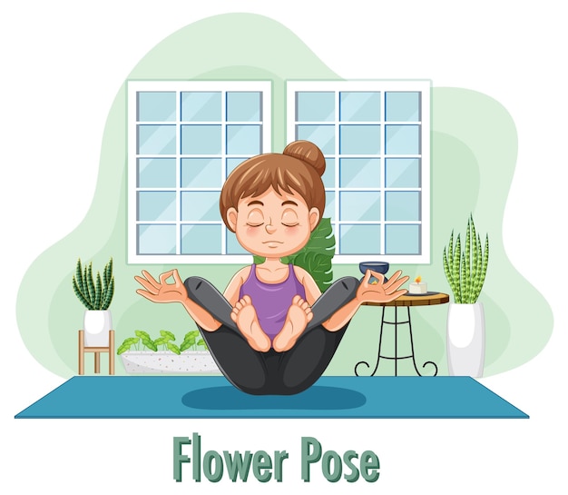 Free vector woman doing yoga at home