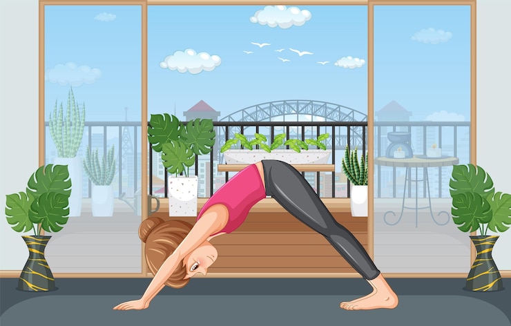 Woman doing yoga at home
